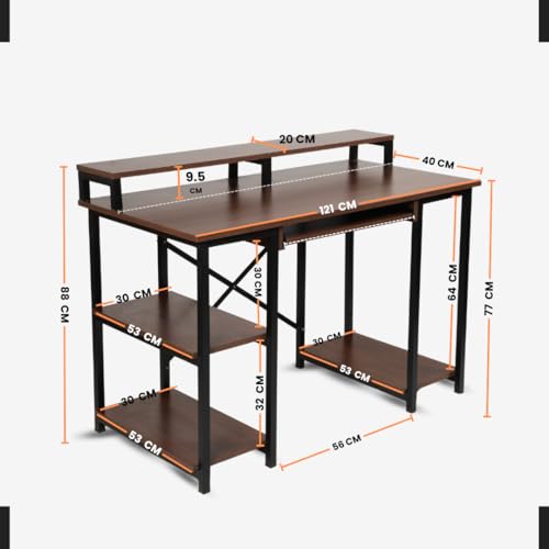Image of INNOWIN The Woods Computer Table with Keyboard Tray for Home Office, Office Desk with Storage, Engineered Wood Finish Study Writing Computer Laptop Table Desk