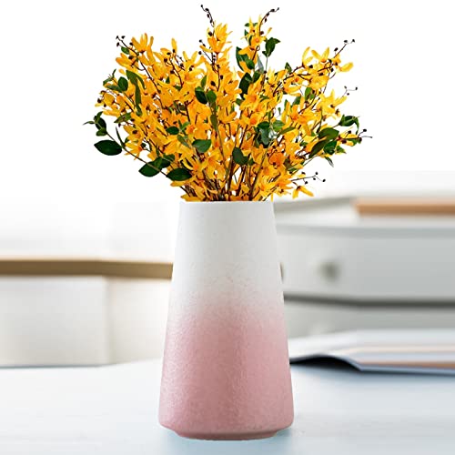 Vase Deko Keramik Kleine Blumenvasen Gradient Tischdekoration Vasen Wohnzimmer, Schlafzimmer, Badezimmer, Vasendekoration Modern Feiertagsdekoration Vintage Tischvase (Farbverlauf rosa,15cm*8.5cm*5cm) Cover