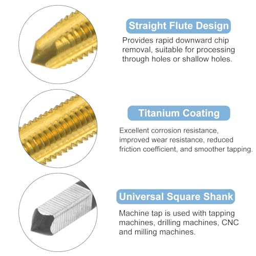 QUARKZMAN Metrisches Gewindebohrer M3 x 0,5 H2 100mm Extra lang Titanbeschichtet Hochgeschwindigkeitsstahl 6542 Gerade Nut Schraubengewinde Fräsmaschine Gewindeschneider