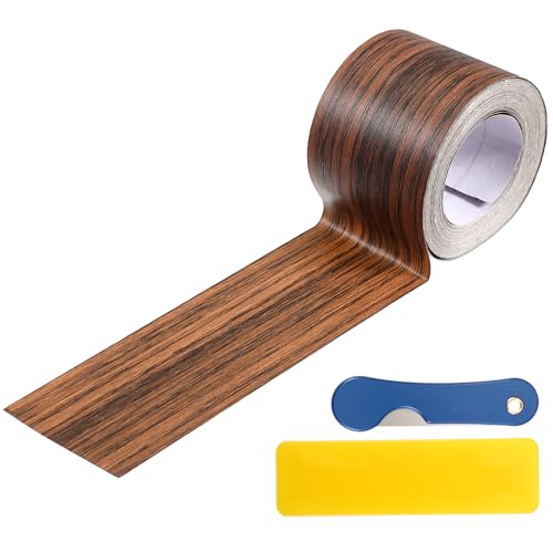 Qianyu Wood Grain Repair Tape 2 In x 32 Ft Self Adhesive Waterproof Realistic Wood Effect Repair Duct Tape for Baseboards Doors Tables Windows Floors Effect Scratch Floor Surface Restoration