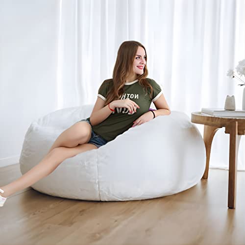 Bhailu Art Premium and Luxurious Fur Bean Bag Sofa Chair (Without Beans) Bean Bag Cover Without Beans. for Kids and Adults XXXL (White Fur)