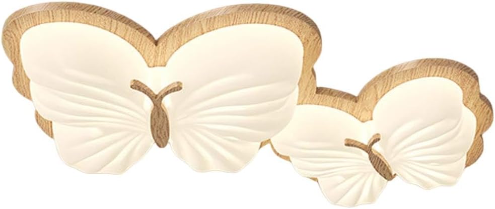 26.7in Dimmable Modern LED Flush Mount Ceiling Light, White Butterfly Acrylic lampshade Modern LED Ceiling Lamps 100W Wood Ceiling Light for Kitchen Living Dining Room Bedroom