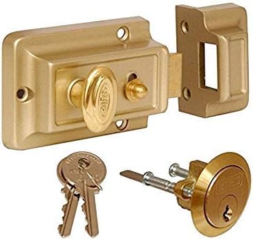 Unibos | Rim Night Latch | Door Lock Gate Bolt Stainless Steel Door Latch Gate Latch for Door Lock | Mushroom Rim Knob | Night Latch with Keys (Rim Night Latch)