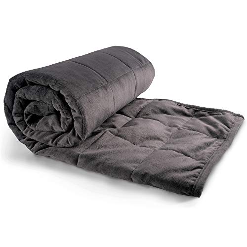 Kids Weighted Blanket - 36" X 48" - 5-lbs - No Cover Required - Throw/Twin Size Comforter - for 30-70-lb Toddler - Silky Minky Grey - Premium Glass Beads - Calming Stimulation Sensory Relaxation