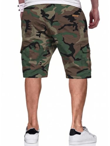 Image of JMIERR Mens Casual Cotton Twill Cargo Shorts Drawstring Classic Chino Stretch Short with 6 Pockets