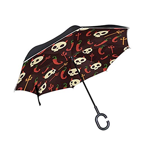 Parapluie inversé double protection UV et étanche à la pluie avec poignée en C