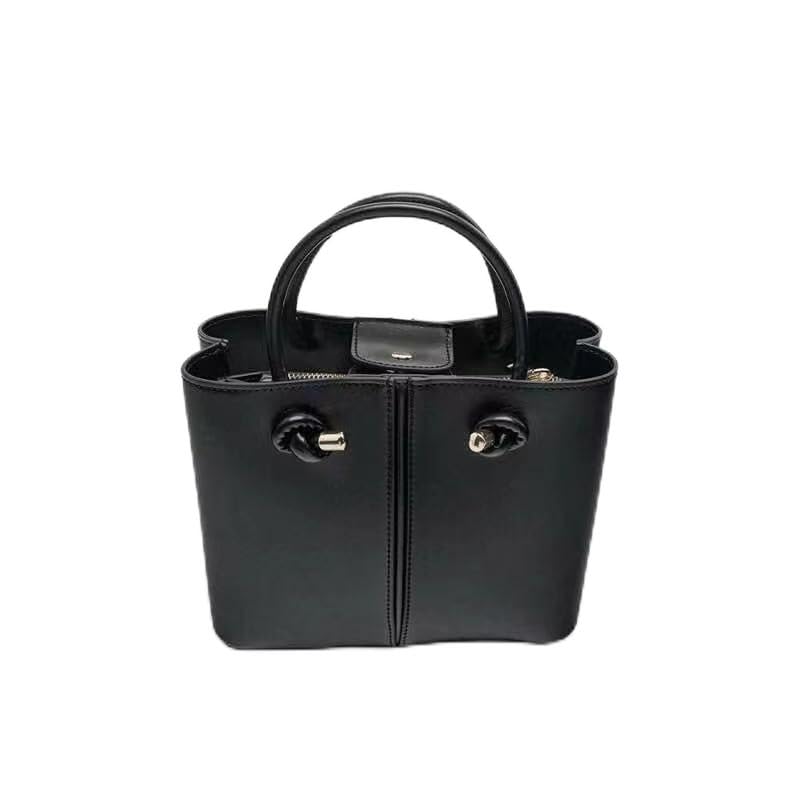 Fashionable and versatile large capacity bucket bag, casual shoulder crossbody bag, niche black commuting handbag for women