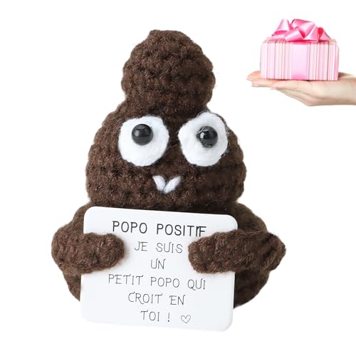 Unicavu Caca Positif, Mini Peluche Caca Popo Positive Jouet Humoristique Tricoté Cadeau Amusant pour Enfants Frere Soeur Copain Adultes Amis Collègues, Cadeau...