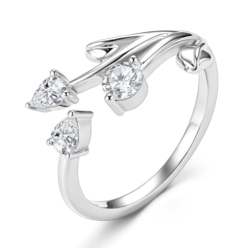 Bague moissanite plaqué or cadeau unisexe idéal avec sa bande réglable unique