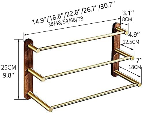Porte-serviettes base en noyer 48cm pour optimiser le séchage après la douche