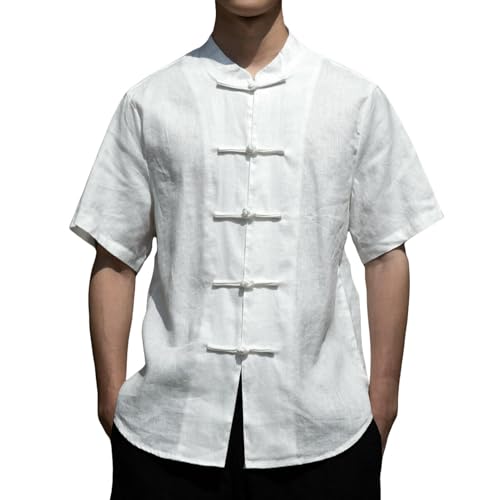 Chemise style chinois homme en lin ample contre la chaleur vêtement d'été fluide léger