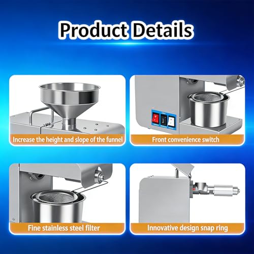 Extractor de aceite frío y caliente 820W con tolva lavable 7