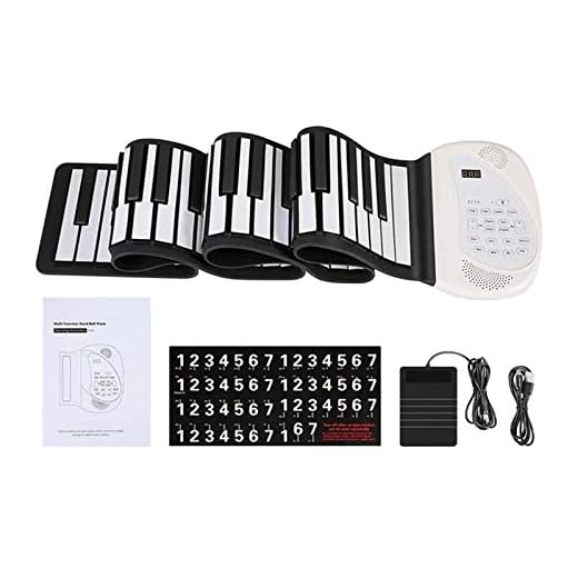 CALIDAKA Roll Up Piano Keyboard 88 /61Keys,Portable Electric Flexible Piano Keyboard,Pedal and Bluetooth, USB Rechargeable MIDI Built in Double Speakers for Kids Adults Beginners