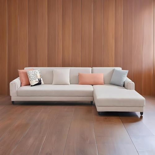Image of Casaliving- Kaven 5- to 6-Person Sofa L Shape Sofa Set for Living Room (Cream Fabric) (Cream Colour Fabric) Premium Fabric Sofa