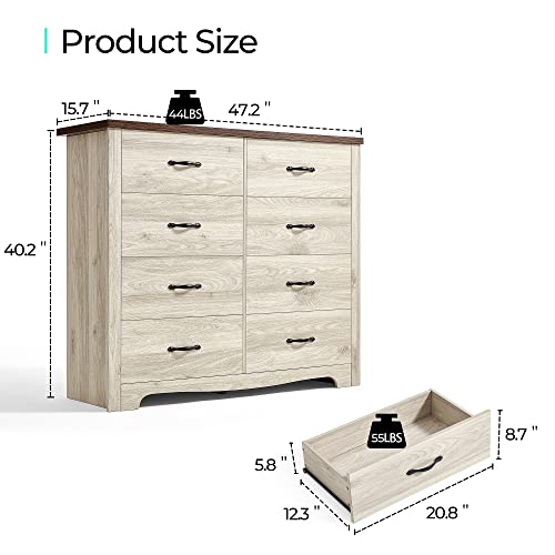 LINSY-HOME-8-Drawers-Dresser-for-Bedroom-Wood-Bedroom-Dresser-Modern-Drawer-Chest-8-Chest-of-Drawer-Tall-Dresser-for-Closet-Dressers-Organizer-for-Living-Room-Closet-Hallway LINSY HOME 8 Drawers Dresser for Bedroom Wood Bedroom Dresser Modern Drawer Chest 8 Chest of Drawer Tall Dresser for Closet Dressers Organizer for Living Room Closet Hallway