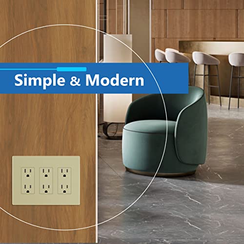 Image of LIDER Decorator Switch Cover, Screwless Wall Plate, Mid-Size 3-Gang 4.88 inch x 6.77 inch, LSWP-33M-I, UL Listed, Thermoplastic, Matte Ivory, 1-Pack