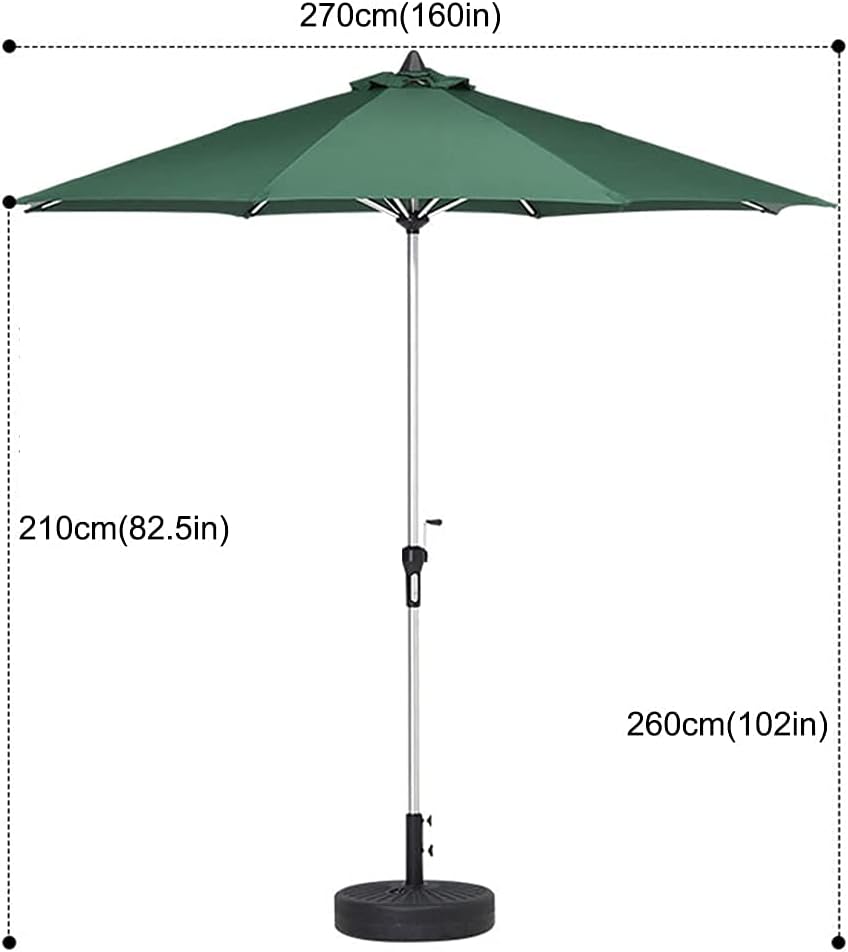 LSLYTQ Table Parasol Umbrella with Water Tank Base, 270cm Aluminium Pole Garden Parasol with Crank, Parasol Patio Umbrella for Outdoor Garden Patio good