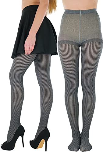 Image of ToBeInStyle Womens High Fashion Sheer Full Footed Vertical Stripe Tights