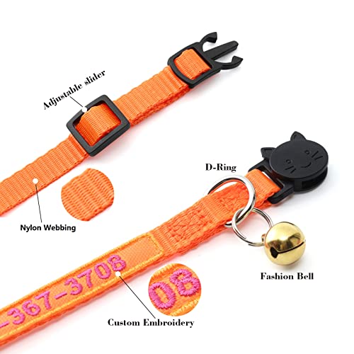 Shangye personalized cat collar, custom embroidered cat collars with with name and phone number, nylon id collar for cat or kitten with breakaway safety release buckle with bell 4 Shangye personalized cat collar, custom embroidered cat collars with with name and phone number, nylon id collar for cat or kitten with breakaway safety release buckle with bell - image 5