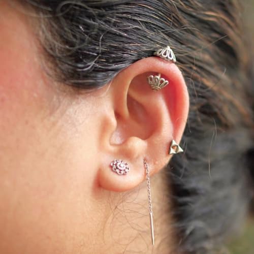 Image of Quirksmith 925 Sterling Silver Bugadi Earrings /Helix Piercing Studs with 925 Stamp And Certificate Of Authenticity /Gift for women