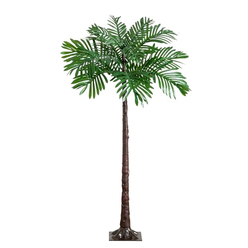 Nearly Natural 4-FT Artificial Palm Tree for Outdoors & Indoors, Pre-lit with 127 Warm LED Lights, Fake Tall Palm Tree with Sturdy Base and UV Resistant