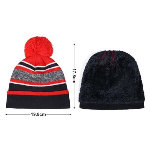 SK Studio Kids Winter Beanie Hat Gloves Set, 2 Pieces Boys Girls Knitted Fleece Lined Hat for Children's Toddler, Rose Red3