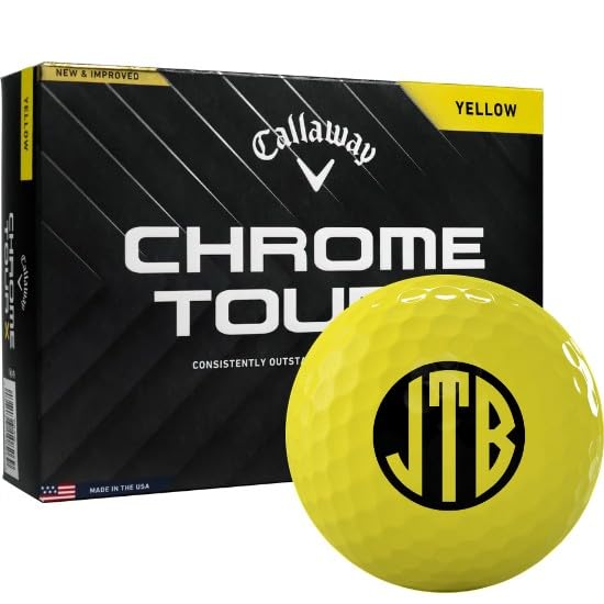 2024 Callaway Golf Chrome Tour X Yellow Monogrammed Golf Balls