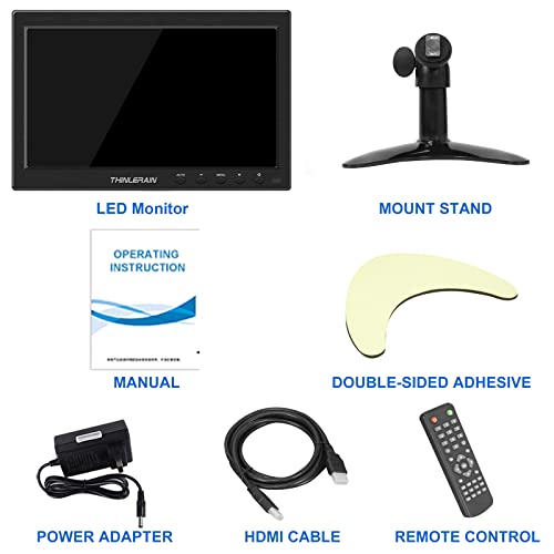 Thinlerain 10.1 Inch Small Pc Monitor Mini Monitor Hdmi Monitor With Ips Panel, 1366X768 Led Monitor Support Hdmi Vga Intput, For Computer, Laptop Kitchen Monitor, Built-In Speaker #TOP6