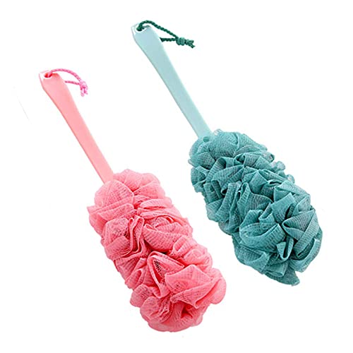 2 Pièces Brosse dos douche Longue Poignée Brosse pour le dos avec Fleur de Douche Brosse de Bain à Long Manch Brosse Dos Douche Exfoliant Corps Brosse dos Douche pour Homme et Femme