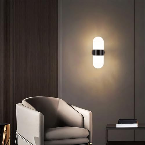 Image of Tubicen Mid Century Modern Wall Sconce Bathroom Black Art Deco Wall Light Integrated LED Dimmable Cylinder Sconces Wall Lighting for Living Room Bedroom Bathroom 7W 4000K Hardwired