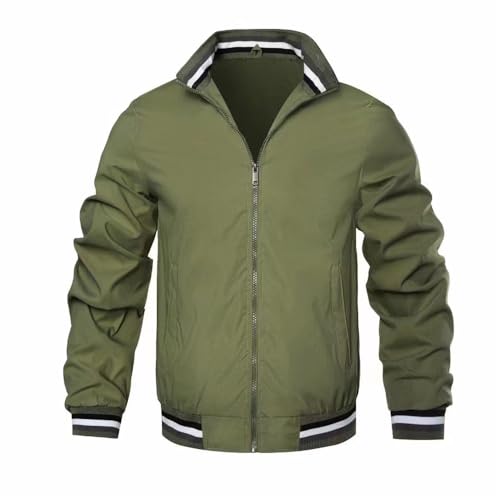 YANBLOS Men Transition Jacket Casual Classic Men Trend Outdoor Jacket Youth Fashion Urban Men Long Sleeve Jacket Slim Fit Comfortable Men Solid Color Light Jacket J-Green L