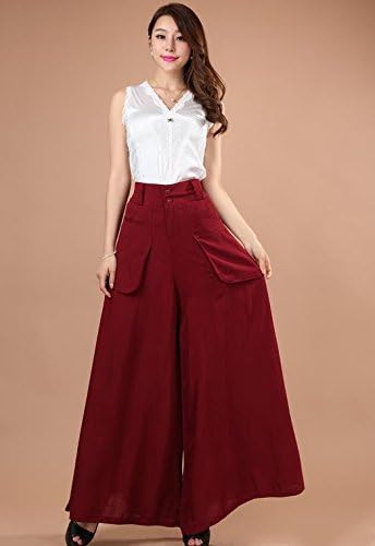 Ling Loose Nine pantalones/Falda-Pantalón para vertido de la pierna amplia  algodón/lino Ocio Pantalones de cintura alta pantalones/pantalones  deportivos para mujer, color 4, tamaño L : Amazon.es: Ropa