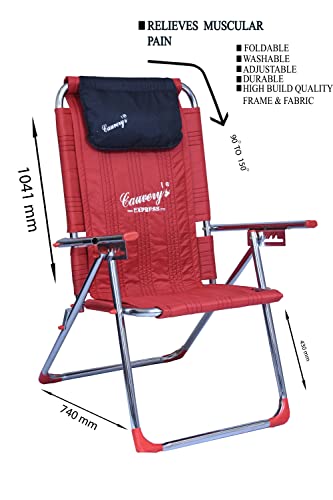 Image of cauvery Folding Study Chair with Cushion & Adjustable Writing Pad - (RED, for All Age) | Wrought Iron