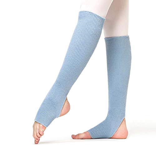 Nanxson Mujer Calientapiernas Danza Ballet Yoga Llanura Tejer Calcetines Largos Legging TTW0058 (L, Azul)