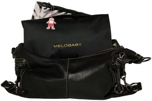 MELOBABY All-In-One Nappy Wallet and Change Mat (Black and Charcoal)