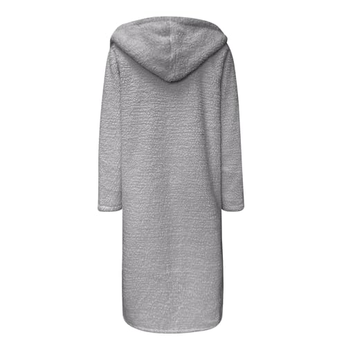 Akivide Womens Winter Teddy Sherpa Long Hooded Coat Jacket Oversized Warm Fuzzy Fleece Button Cardigan with Pockets4