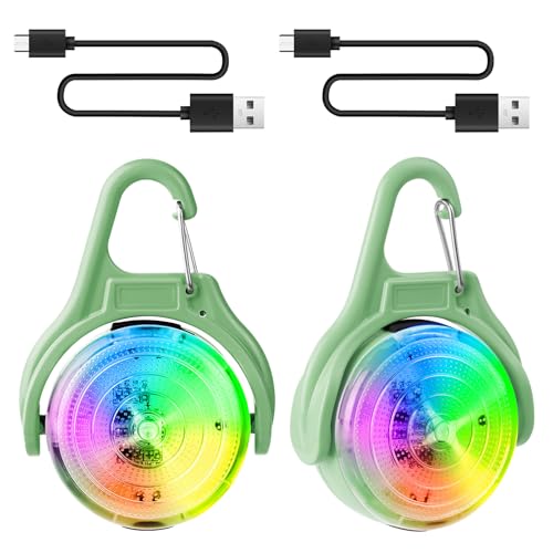 Ainiv Lot de 2 Lampes de Sécurité LED pour Collier de Chien, 4 Modes de Clignotant Pendentif Lumineux Chien Rechargeable USB pour Animaux de Compagnie,...