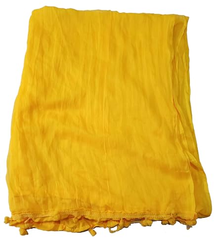 Image of YOUTHQUAKE Women's Solid Casual Dailywear Faux Chiffon Multi Color Dupatta With Pum Pum Lace (Set of 7)