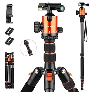 VICTIV 80″ Camera Tripod, Aluminum Heavy Duty Tripod Stand with 360° Ball Head, Camera Tripods & Monopods with Carry Bag, Professional DSLR Tripod for Canon Nikon Binoculars Spotting Scope Telescope