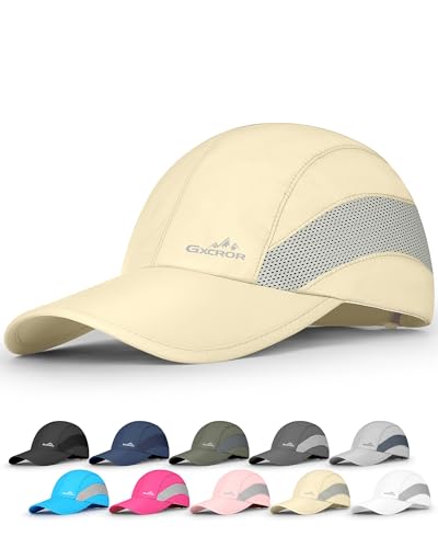 Image of GXCROR Running Hat for Men Women Quick-Dry Baseball Cap UPF50+ with Breathable Mesh, Adjustable Hook & Loop for Outdoor