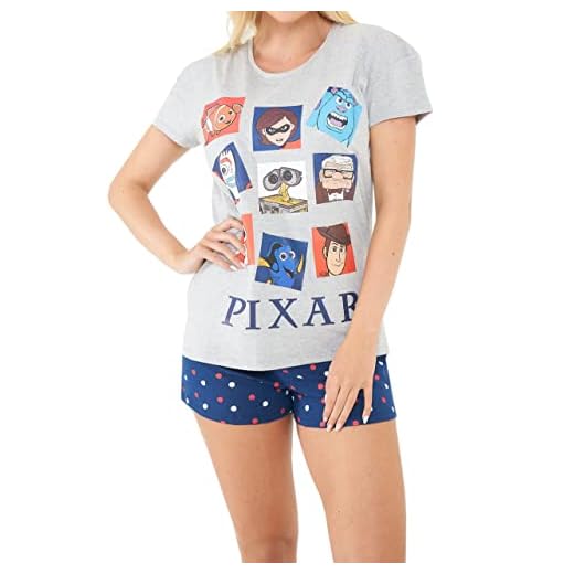 Disney Womens Short Pajamas Pixar Toy Story The Incredibles Finding Nemo Monsters Inc Gray