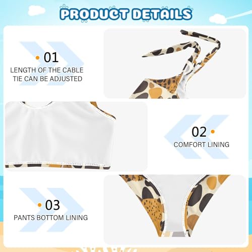 Abstract Leopard Cheetah Skin Shapes Girl Two Piecing Kids Bikini Set Beach Bathing Suit Swimwear Cute Shoulder Strap4