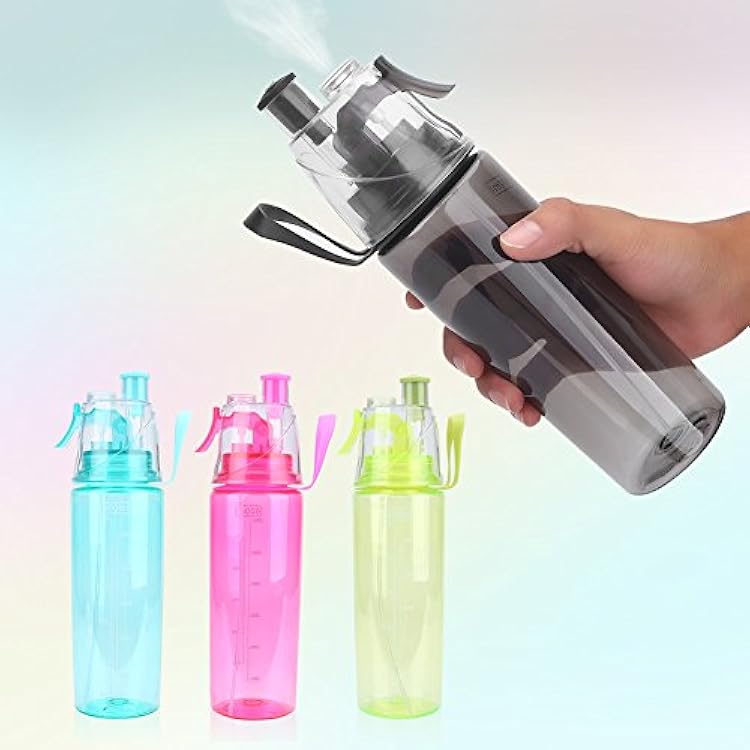 Mist Spray Water Bottle 600ml Portable Sport Water Bottle AntiLeak Drinking Cup with Mist Hydration (Pink) smiggle spray portable water bottle blue
