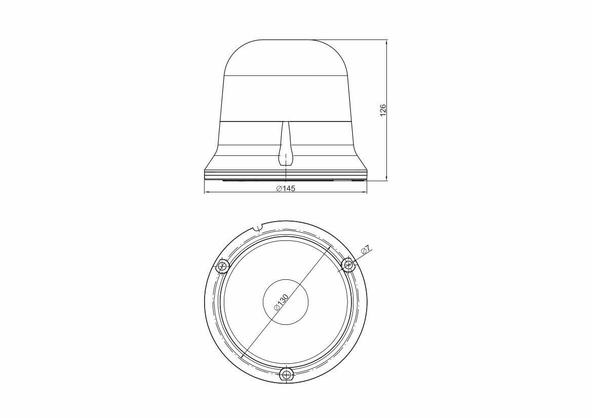 LED Warnleuchte Doppelblitz 12V - 36V ECE R65 IP68 3-Schrauben-Montage 1,5m Kabel Amber