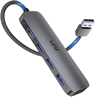 uni 4-Port USB 3.0 Hub, Slim USB Splitter Data Hub for PC, Keyboard, Mouse Adapter, Alumunim+Nylon, Compatible with MacBook Air, Mac Pro/Mini, iMac, Surface Pro, PS4/5, Xbox, Flash Drive, Mobile HDD