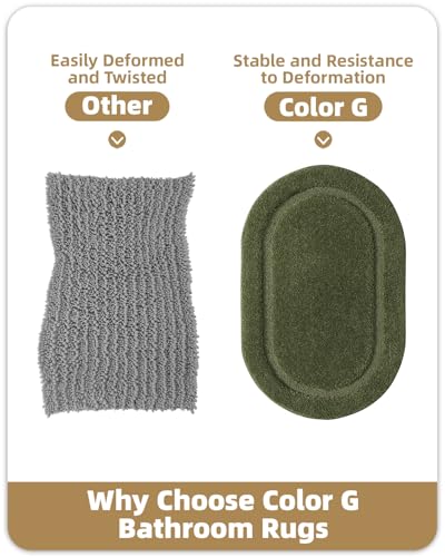 Image of Color&Geometry Oval Green Bathroom Rugs 32x20, Extra Soft Absorbent Microfiber Bath Rugs, Non-Slip Bathroom mat, Washable Plush Bath Mats for Bathroom, Shower, Bathtub, Laundry, Green