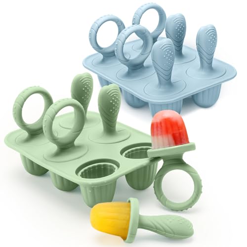 Image of Silicone Toddlers Popsicle Molds with Sticks, 2Packs Mini Popsicles Molds for Baby Breastmilk Popsicle Molds for Teething Relief, Frozen Treats Maker Popsicle Maker Ice Pop Mold for Babies Kids