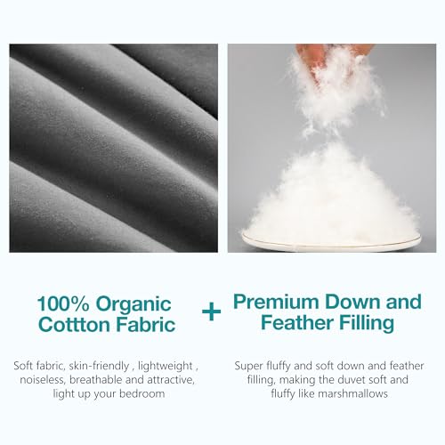 Image of KAKABELL Grey Goose Feather Down Comforter Super King Size 120 inchx120 inch
