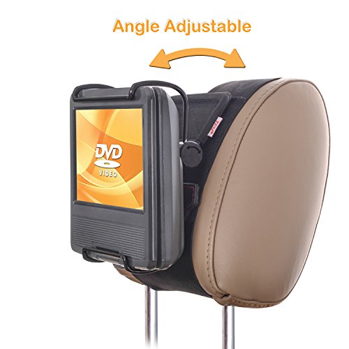 Tfy Universal Car Headrest Mount Holder With Angle- Adjustable Holding Clamp For 7-9 Inch Swivel Screen Portable Dvd Players, Black #TOP1