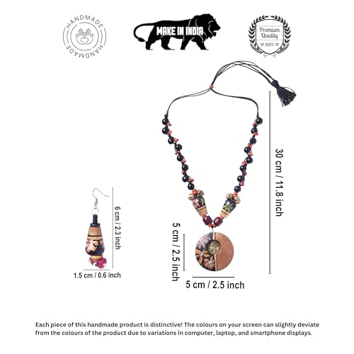 Image of AAKRITI ART CREATIONS Handcrafted Women's Jewelry Set - Ethnic Necklace and Earrings, Fashion Accessories for Special Occasions & Celebrations